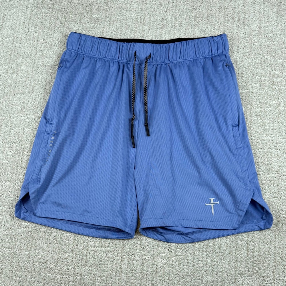 Three Nails Mens Large Blue 5" Stretch Athletic Training Gym Shorts